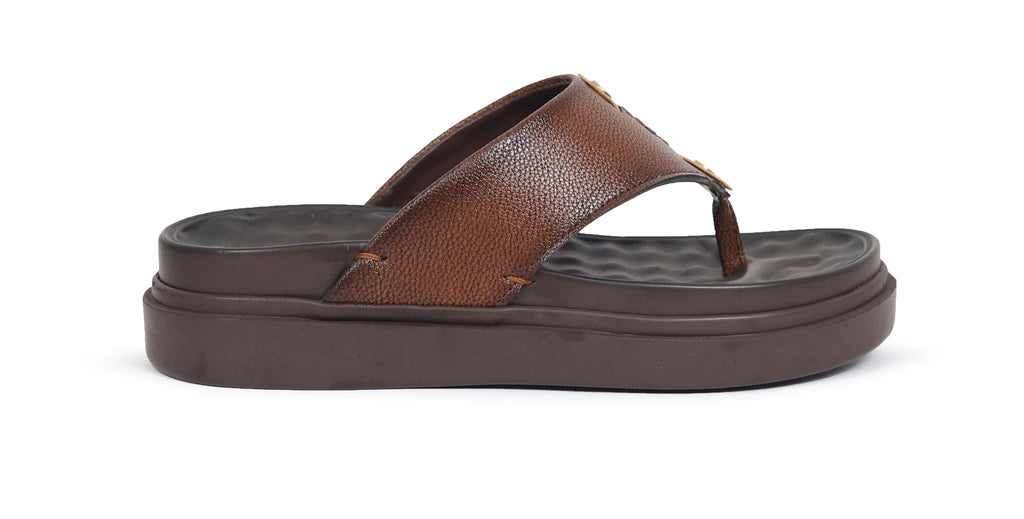 Brown handcrafted leather toe-post sandals for men – thick durable sole – NxGoal
