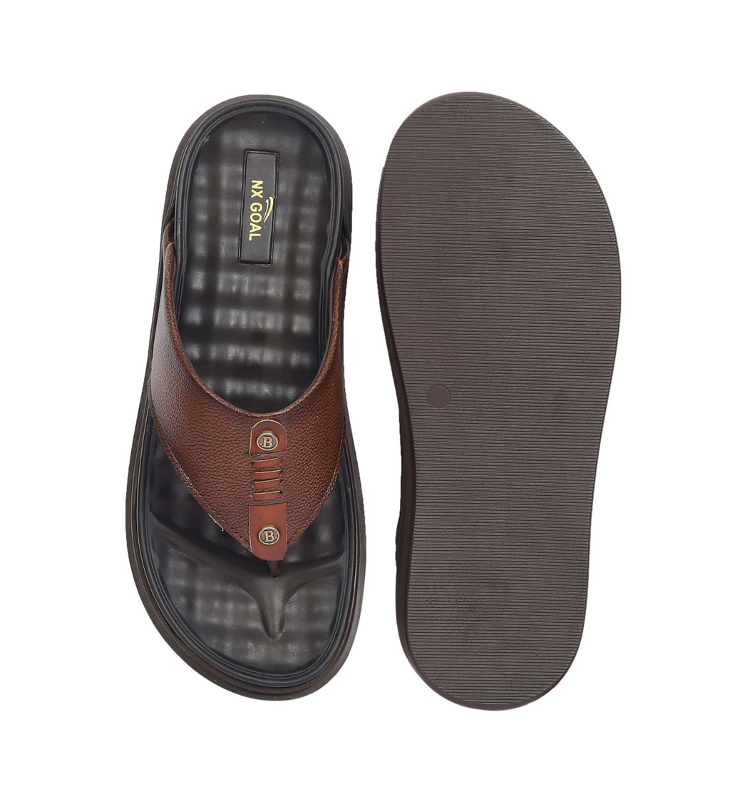 Brown handcrafted leather toe-post sandals for men – thick durable sole – NxGoal