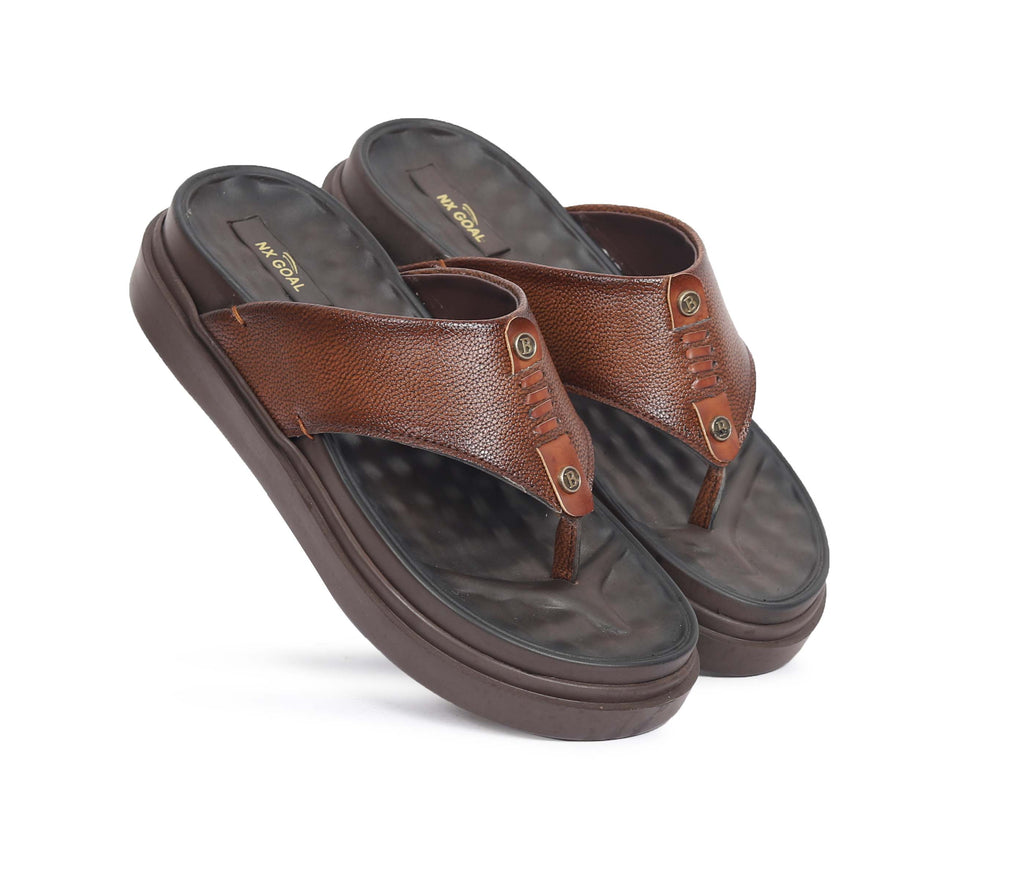 Brown handcrafted leather toe-post sandals for men – thick durable sole – NxGoal