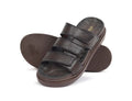 Men’s Dark Brown Triple Strap Comfort Sandals – Adjustable Fit & Cushioned Sole