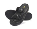 Men's black leather double buckle sandals with adjustable straps and cushioned sole – NxGoal India