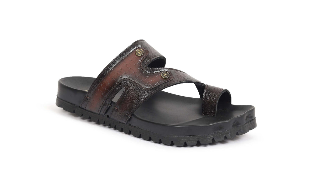 Dark brown handcrafted dual strap sandals for men – heavy duty anti-slip grip sole – NxGoal