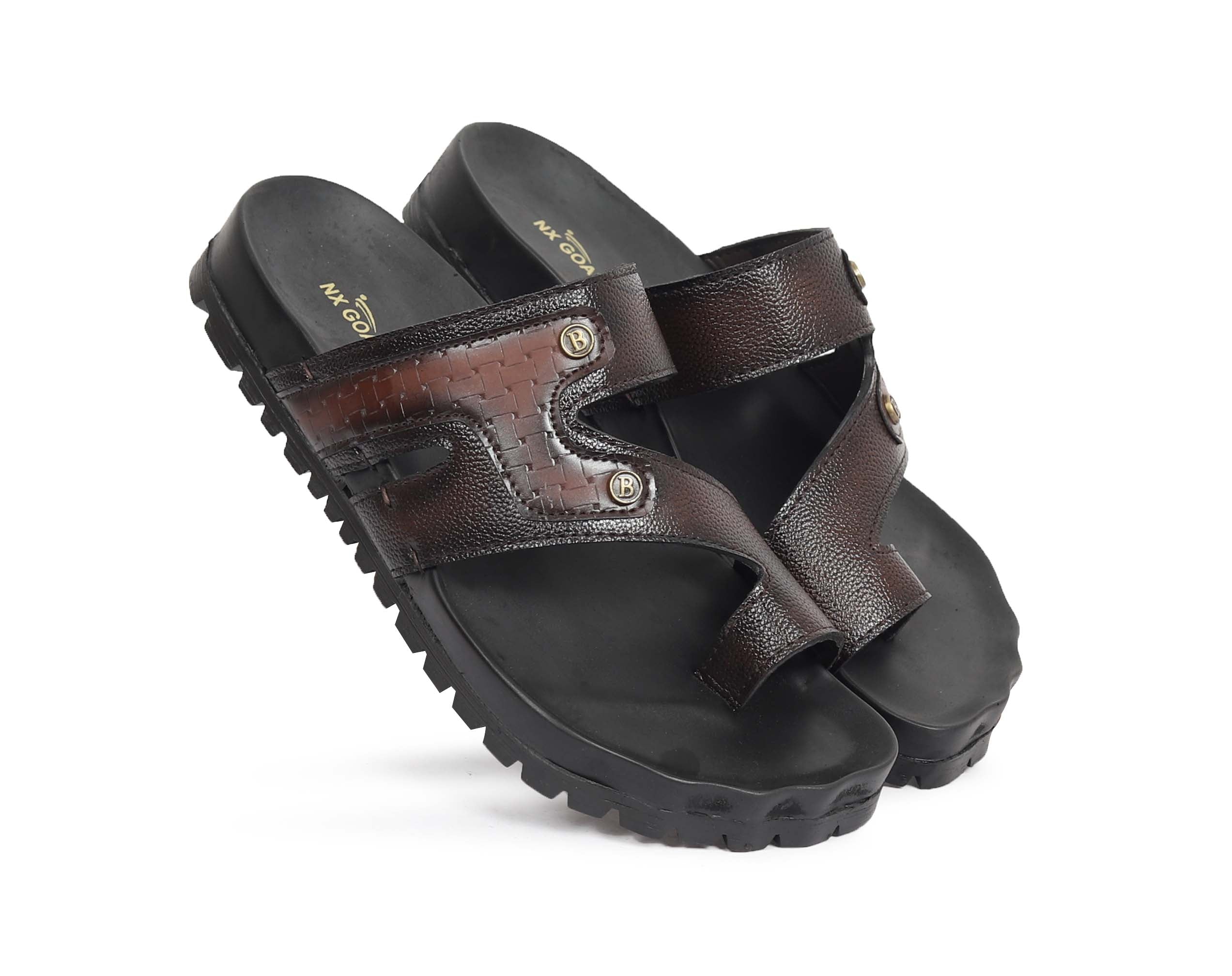 Men’s Dark Brown Dual-Strap Comfort Sandals – Cushioned Footbed & Heavy-Duty Grip Sole