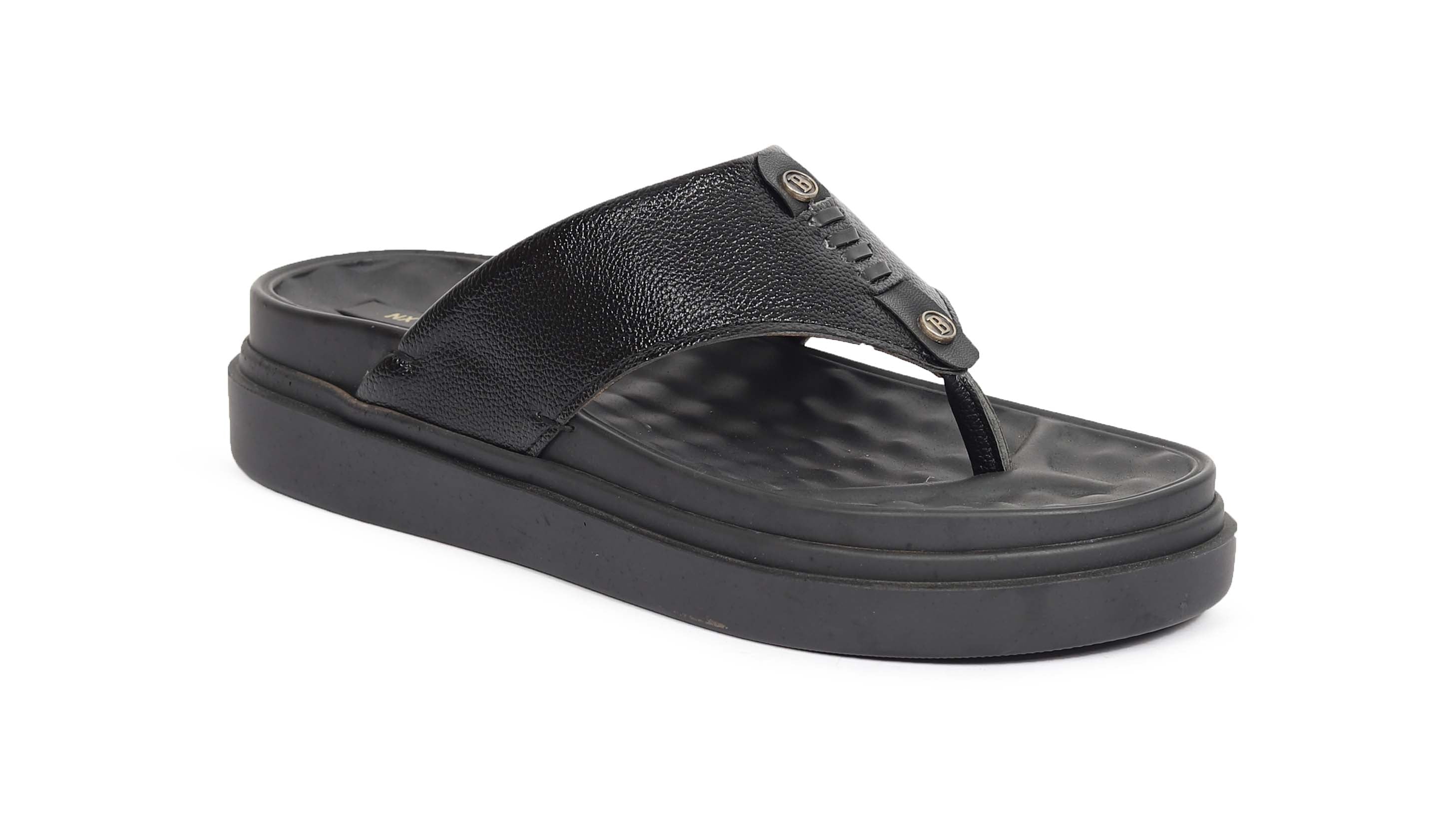 Men’s Black Comfort Toe-Post Sandals – Cushioned Footbed & Thick Durable Sole