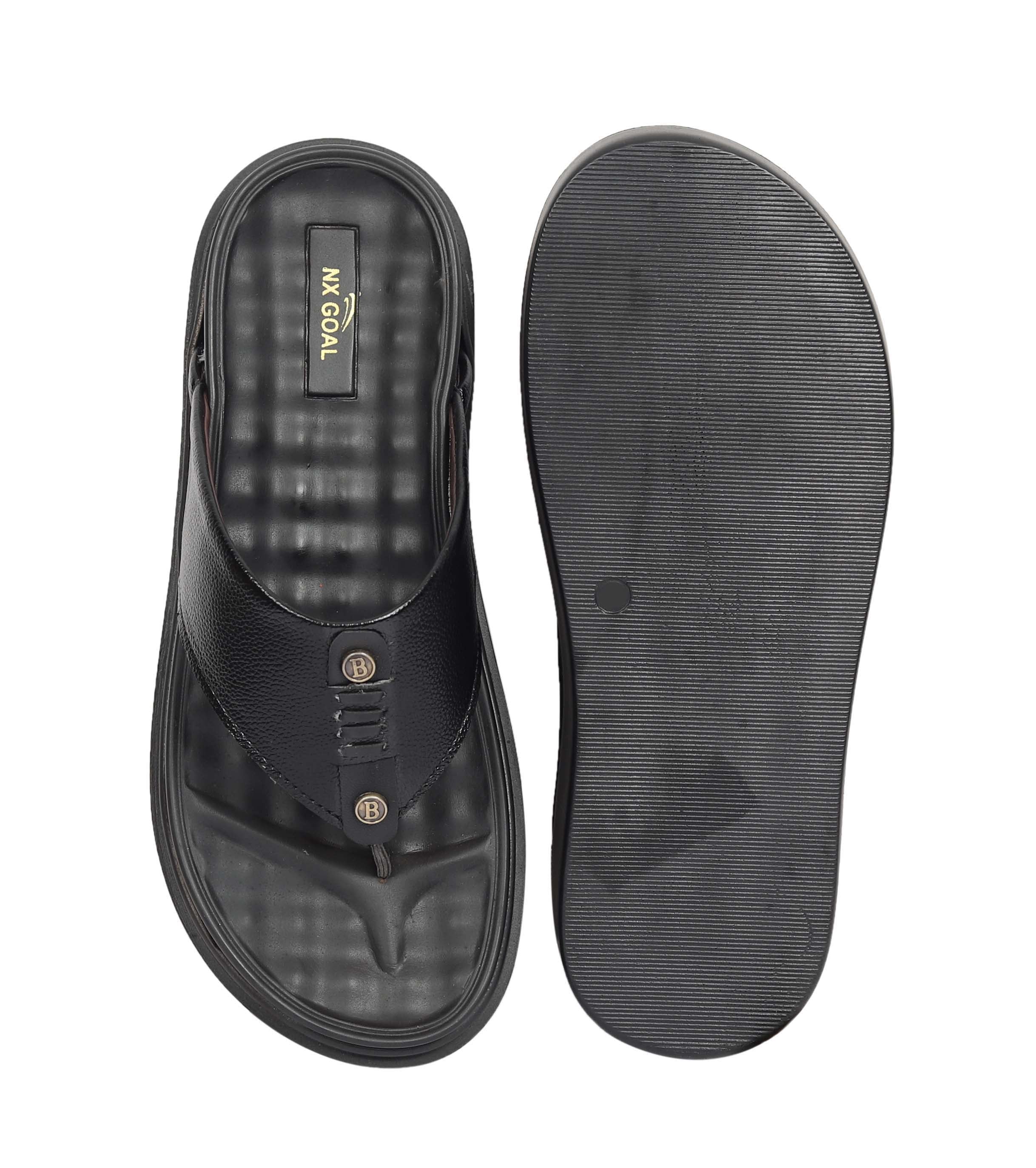 Men’s Black Comfort Toe-Post Sandals – Cushioned Footbed & Thick Durable Sole