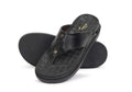 Men's black leather toe-post sandals with cushioned footbed and thick durable sole – NxGoal India
