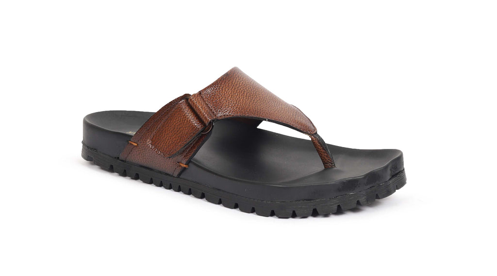NX-MERO-FF4 - Men’s Brown Comfort Flip-Flops with Adjustable Strap – Cushioned Anti-Skid Sole