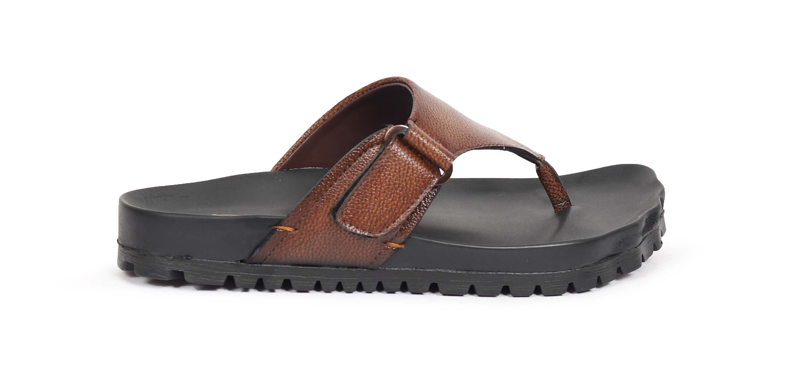 Men’s Brown Comfort Flip-Flops with Adjustable Strap – Cushioned Anti-Skid Sole