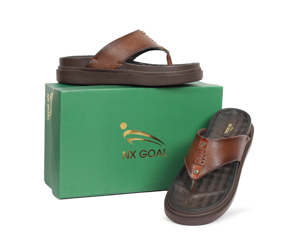 Brown handcrafted leather toe-post sandals for men – thick durable sole – NxGoal