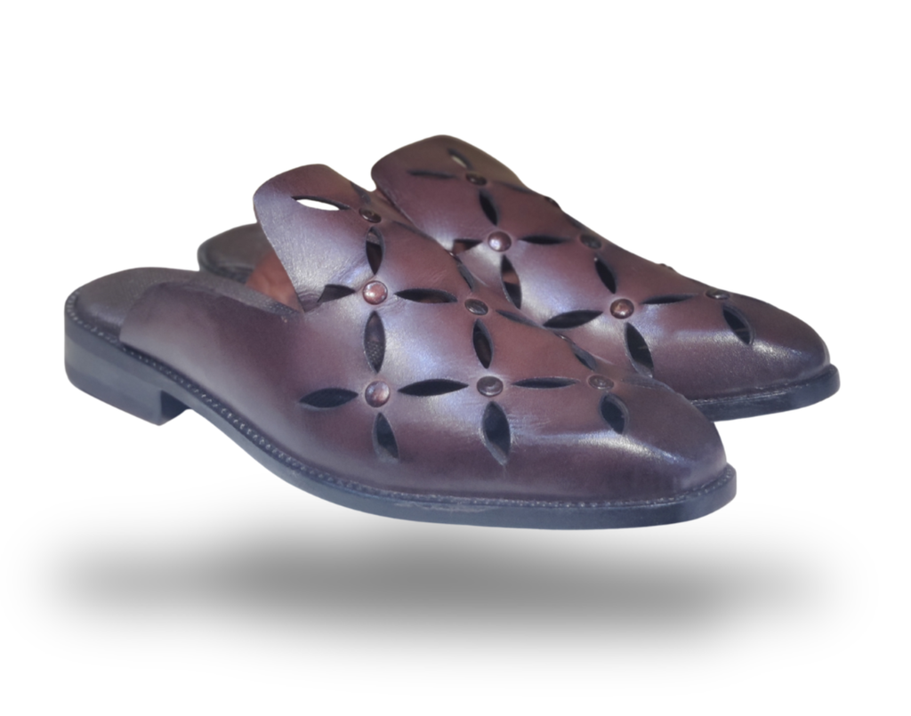 Men's brown leather mule slip-on with cushioned footbed and durable sole – NxGoal India