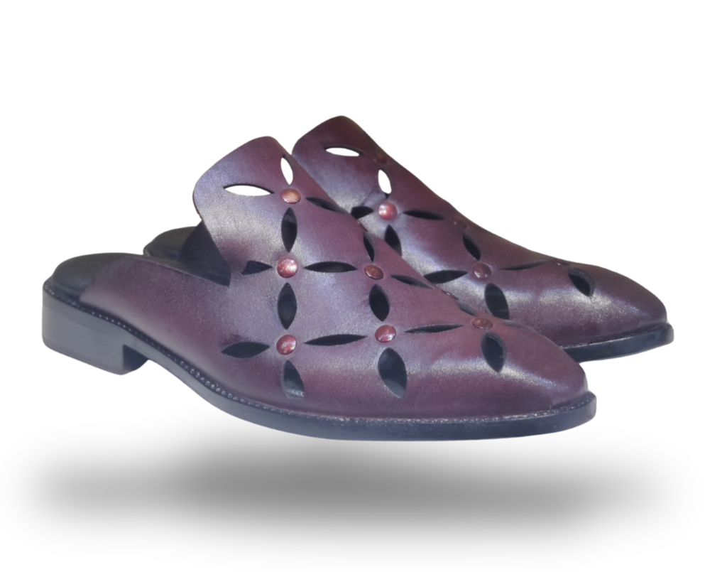 Men's cherry leather mule slip-on with cushioned footbed and durable sole – NxGoal India