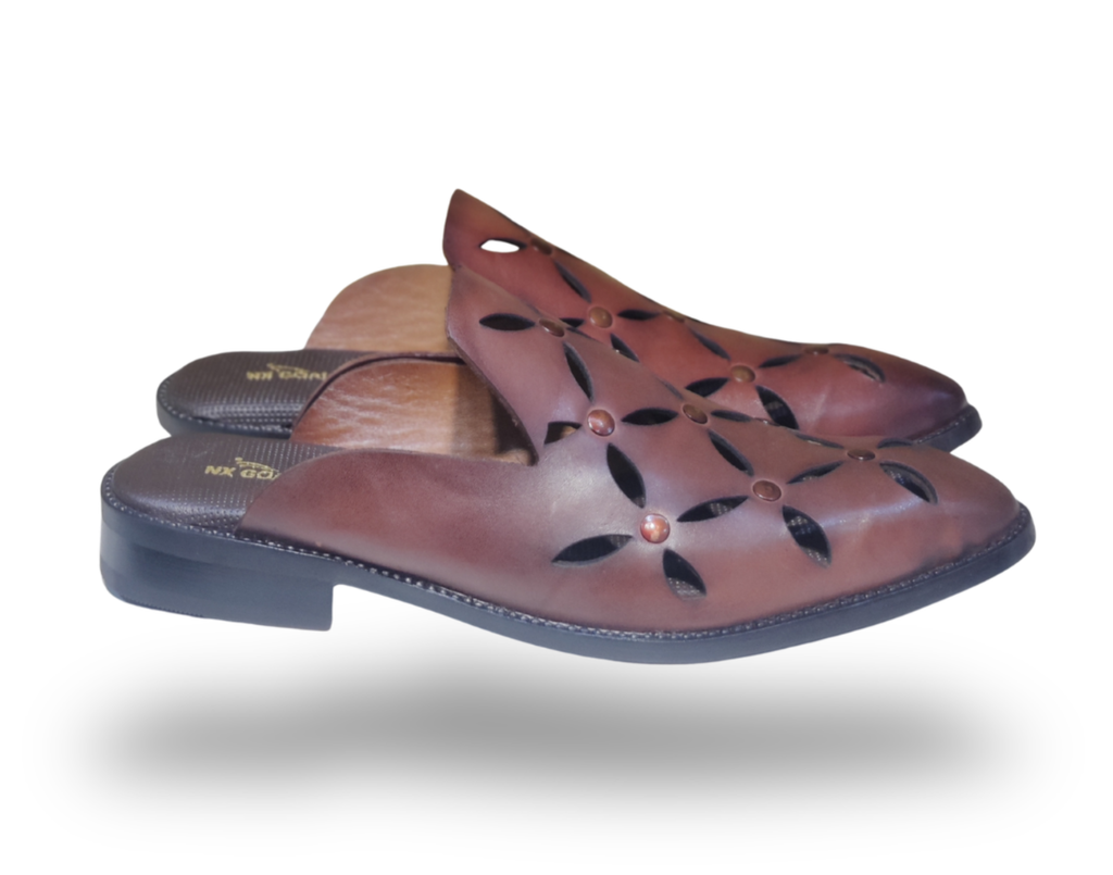 Tan genuine leather slip-on mules for men – lightweight cushioned comfort, anti-slip sole – NxGoal