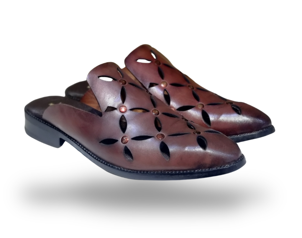 Men's tan leather mule slip-on with cushioned footbed and durable sole – NxGoal India